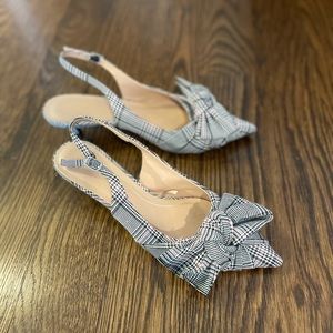 Zara plaid sling back kitten heels